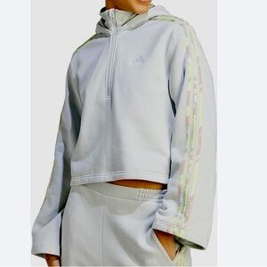 Adidas cropped hoodie floral 3 stripe